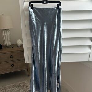 Elegant Blue Women's Satin maxi Skirt